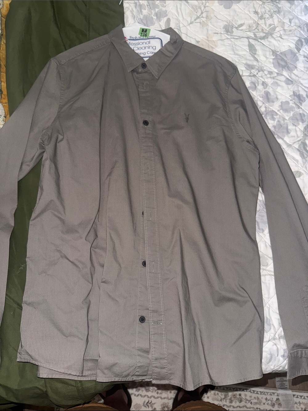 AllSaints Men's Gray Dress Shirt